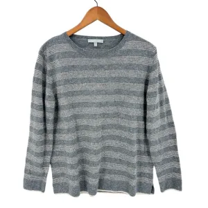 NEIMAN MARCUS Cashmere Sweater Lurex Crewneck Striped Gray