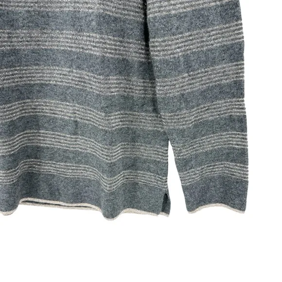 NEIMAN MARCUS Cashmere Sweater Lurex Crewneck Striped Gray