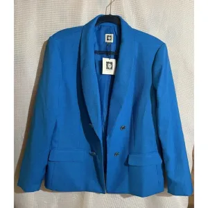 NEW Anne Klein Women’s  Blue Tweed Jacket Lined Size XL Open Front Blazer