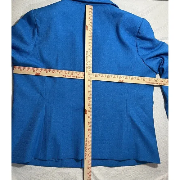 NEW Anne Klein Women’s  Blue Tweed Jacket Lined Size XL Open Front Blazer