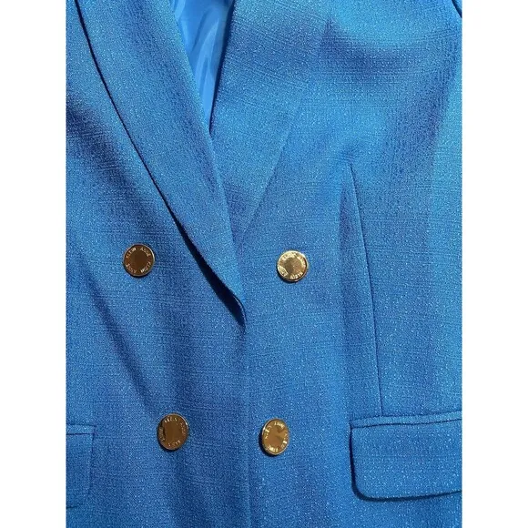 NEW Anne Klein Women’s  Blue Tweed Jacket Lined Size XL Open Front Blazer