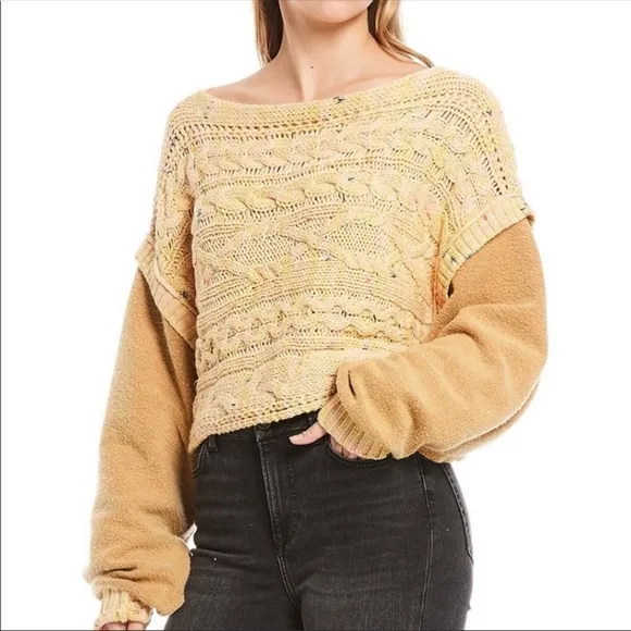 New! Free People Honey Cable Knit Sweater Honeycomb