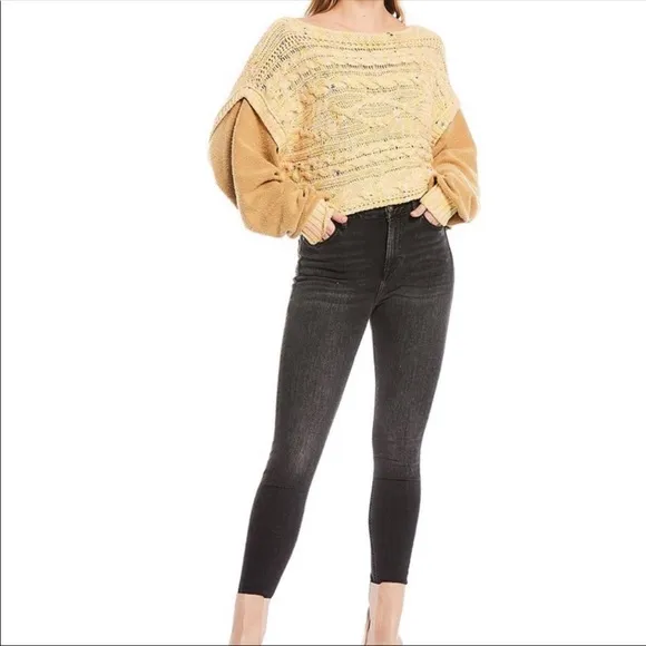 New! Free People Honey Cable Knit Sweater Honeycomb