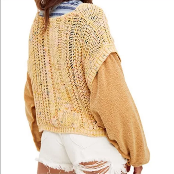 New! Free People Honey Cable Knit Sweater Honeycomb
