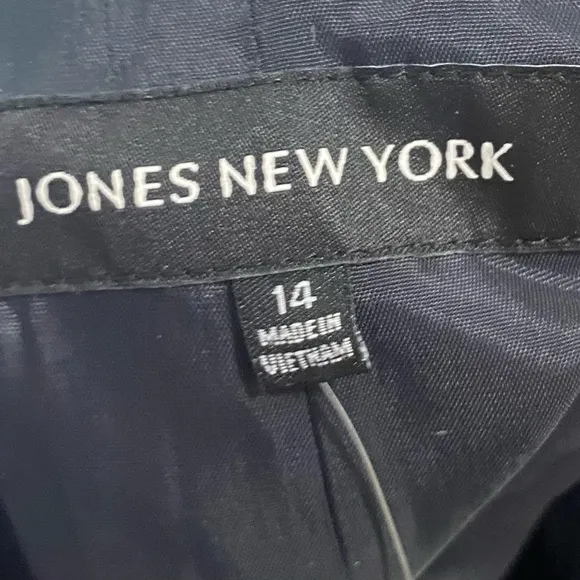 New Jones New York Size 14 Wool Blend Charcoal Blazer Tweed Ruffle Career NWT