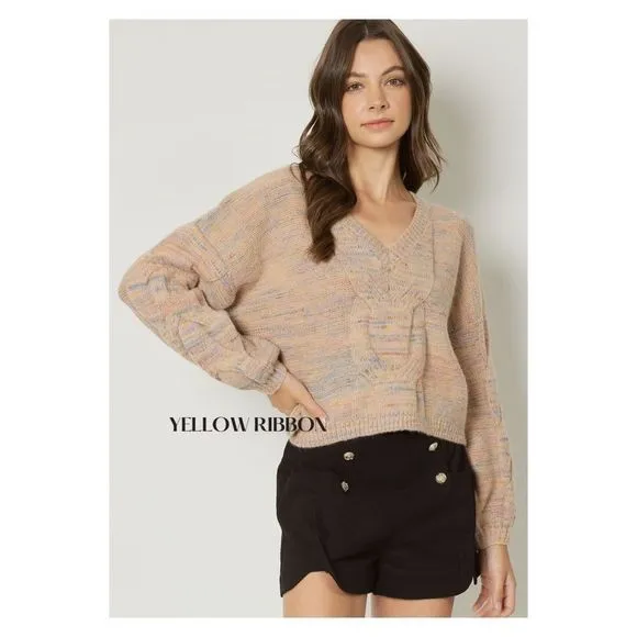 NEW Multi-color Cable Knit Cropped Sweater