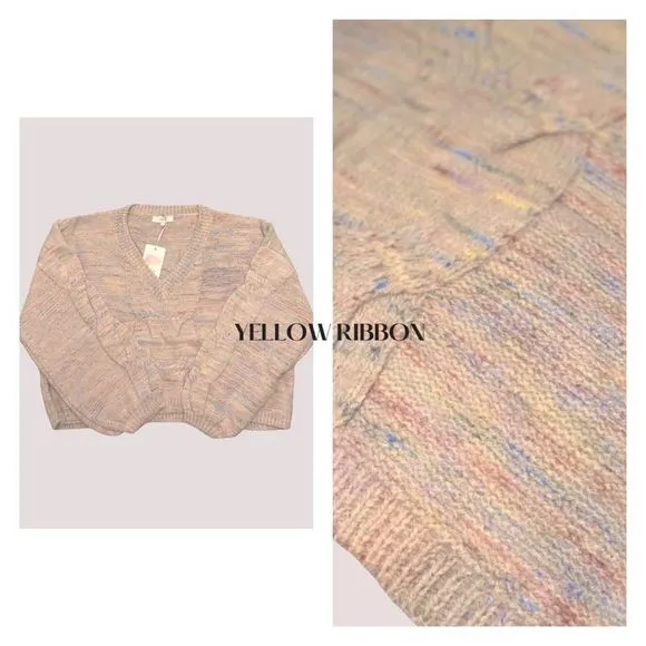 NEW Multi-color Cable Knit Cropped Sweater