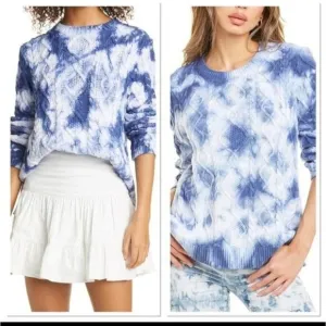 New Nicole Miller Tie Dye Cable Knit Pullover Sweater