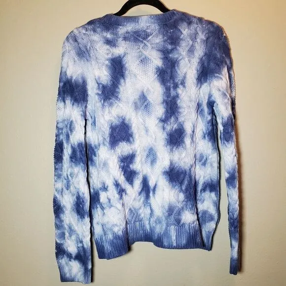 New Nicole Miller Tie Dye Cable Knit Pullover Sweater