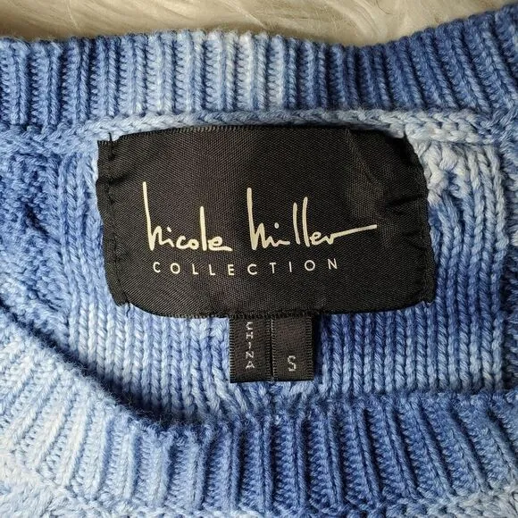 New Nicole Miller Tie Dye Cable Knit Pullover Sweater
