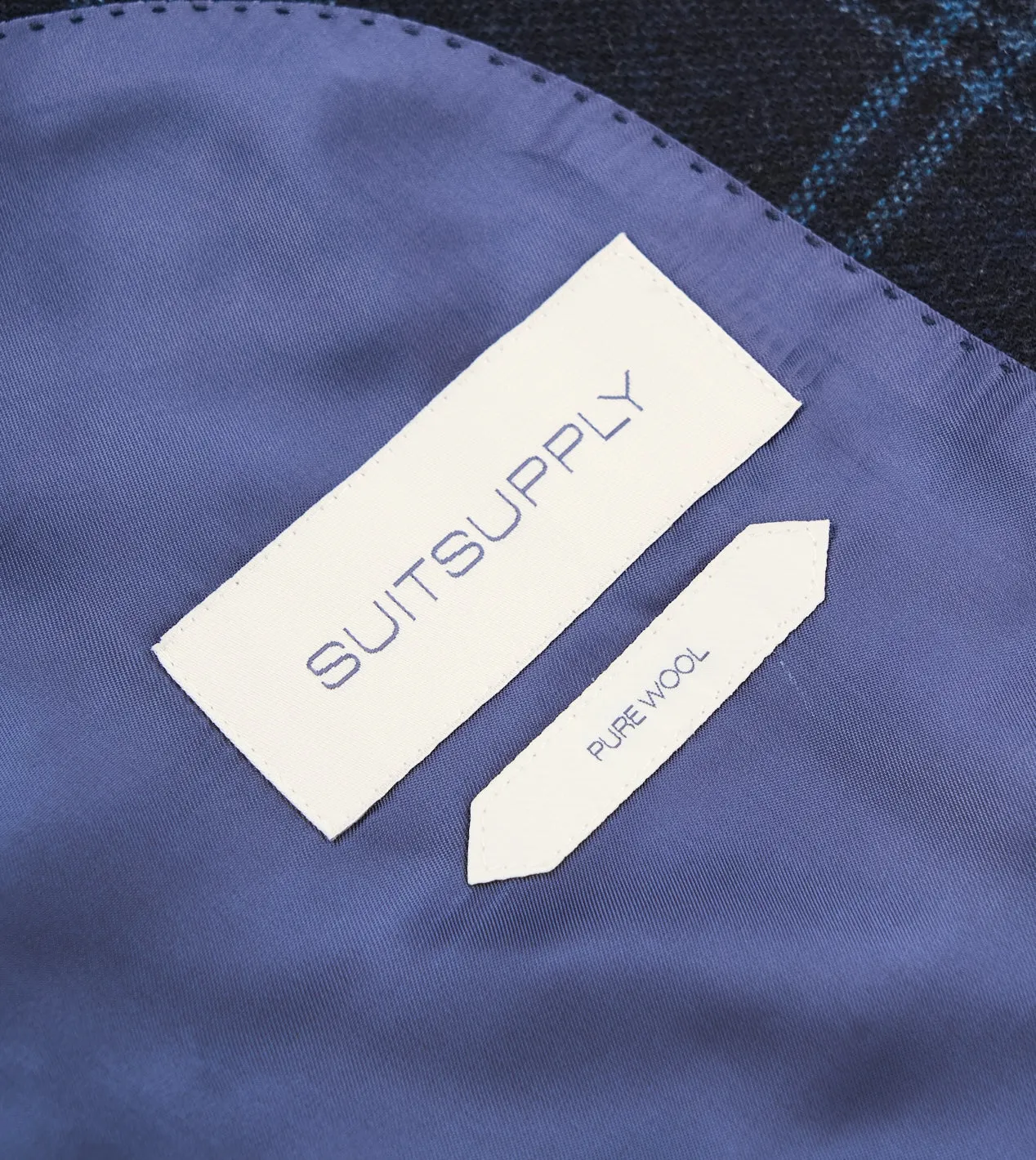 New Suitsupply Havana Navy Check Pure Wool Flannel Blazer - Size 48R