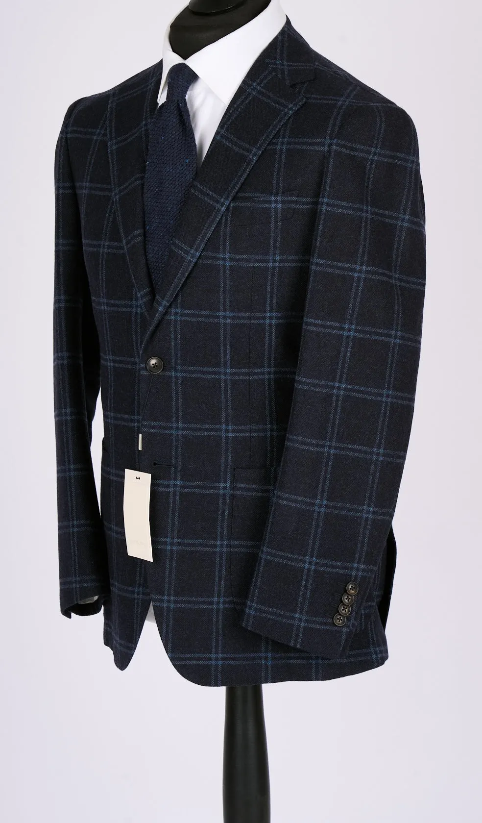 New Suitsupply Havana Navy Check Pure Wool Flannel Blazer - Size 48R