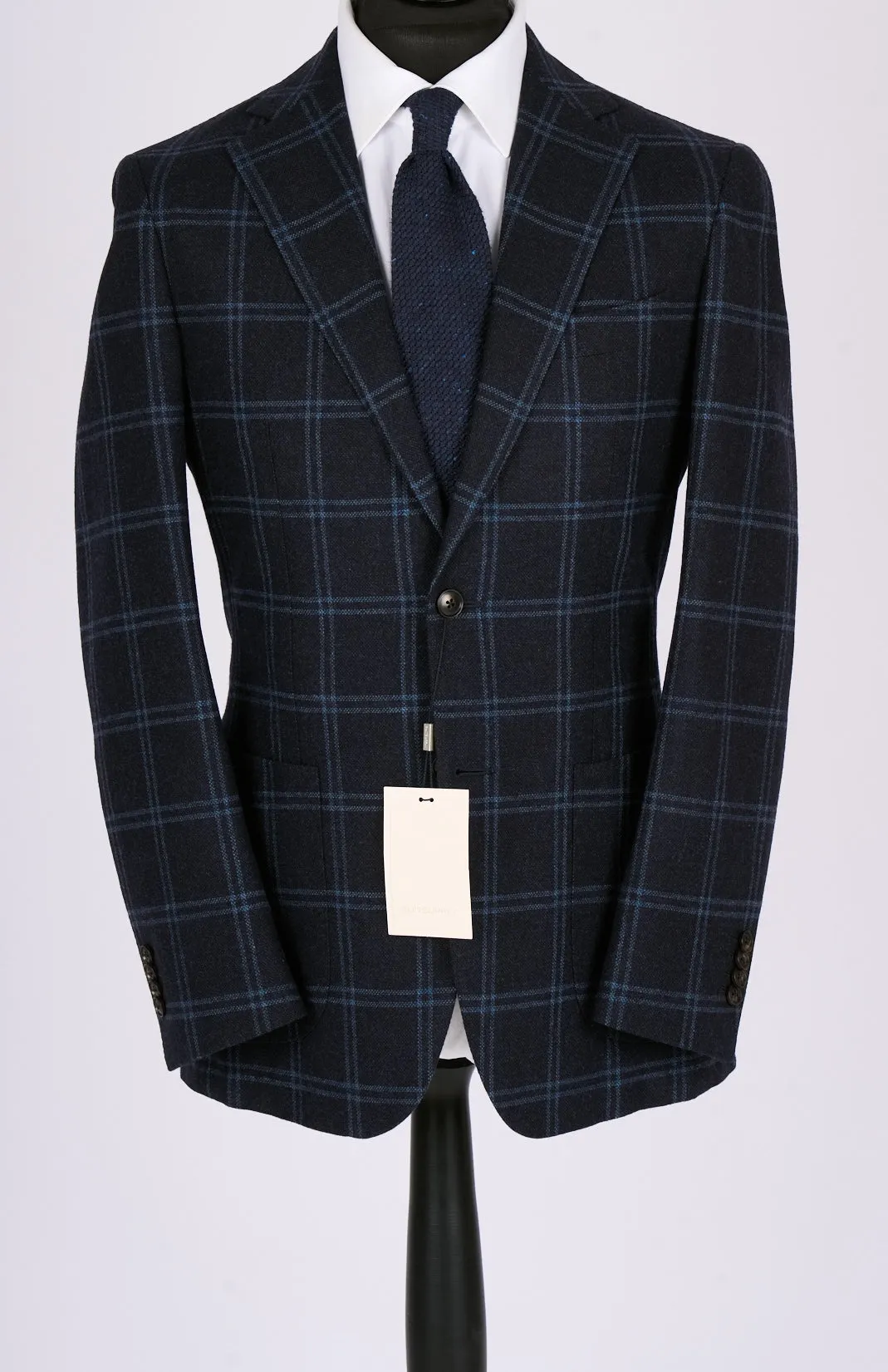 New Suitsupply Havana Navy Check Pure Wool Flannel Blazer - Size 48R