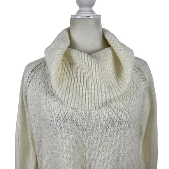 New Tommy Hilfiger Womens Chevron Knit Cowl-Neck Pullover Sweater Ivory Medium