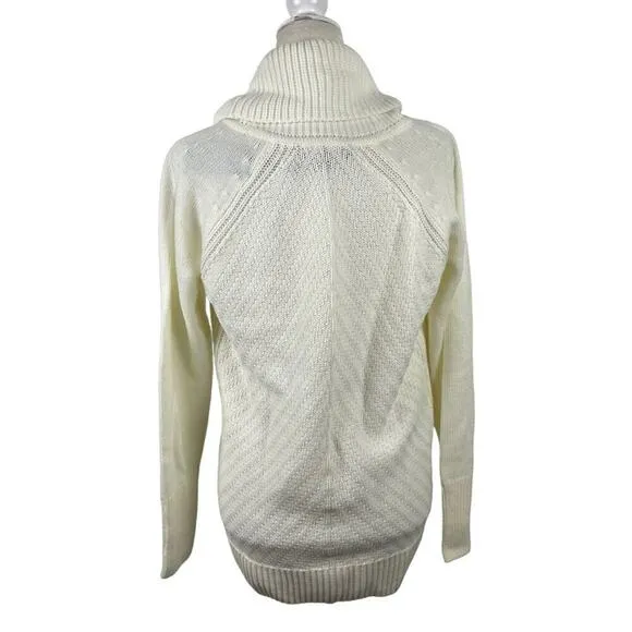 New Tommy Hilfiger Womens Chevron Knit Cowl-Neck Pullover Sweater Ivory Medium