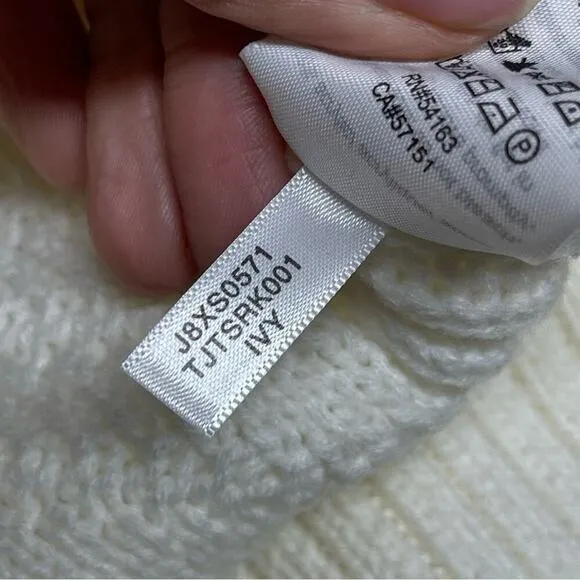 New Tommy Hilfiger Womens Chevron Knit Cowl-Neck Pullover Sweater Ivory Medium