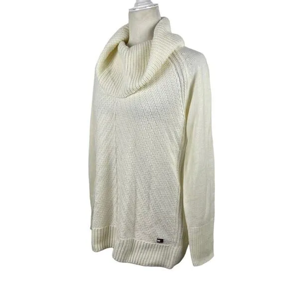 New Tommy Hilfiger Womens Chevron Knit Cowl-Neck Pullover Sweater Ivory Medium