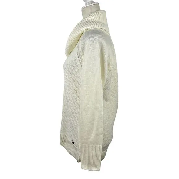 New Tommy Hilfiger Womens Chevron Knit Cowl-Neck Pullover Sweater Ivory Medium