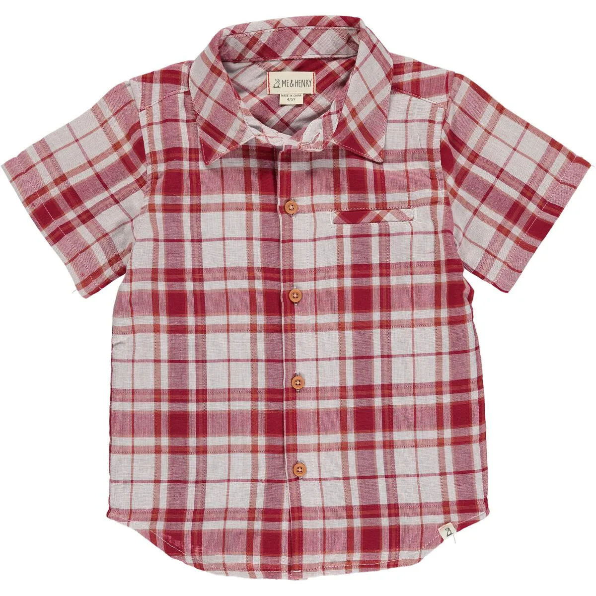 Newport Red/Cream Plaid Short Sleeved Woven Shirt