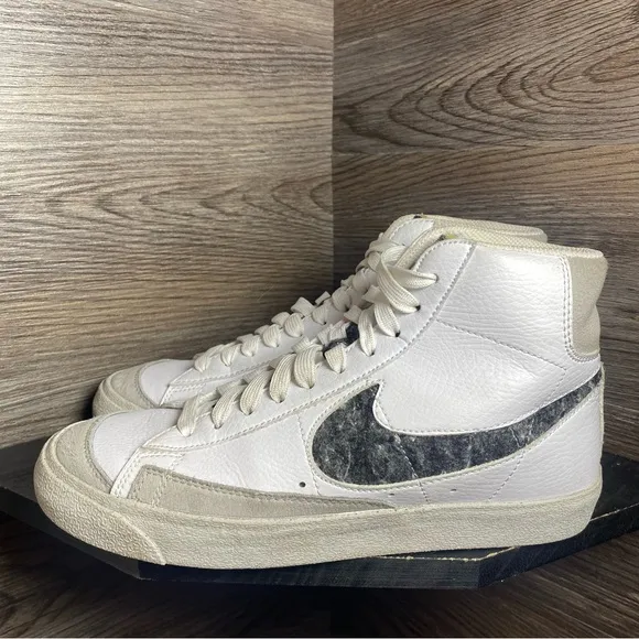 Nike blazer mid white grey recycled wool