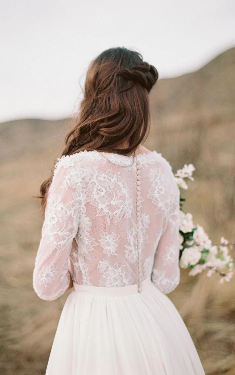 Non Corset A Silhouette Wedding With Nude Lace Bodice Dress-711916