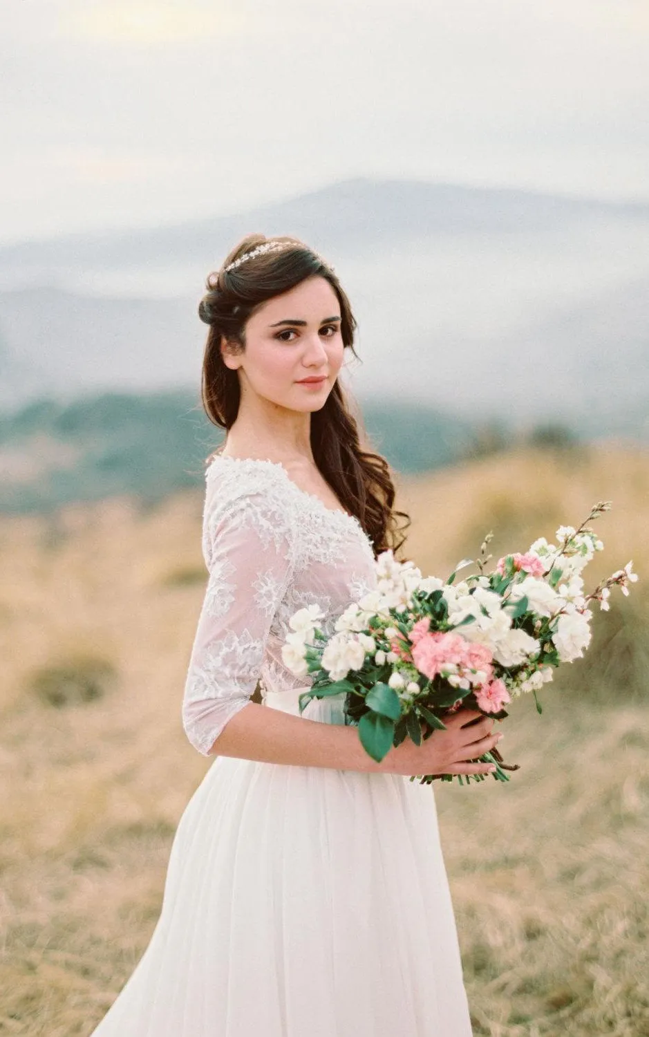 Non Corset A Silhouette Wedding With Nude Lace Bodice Dress-711916