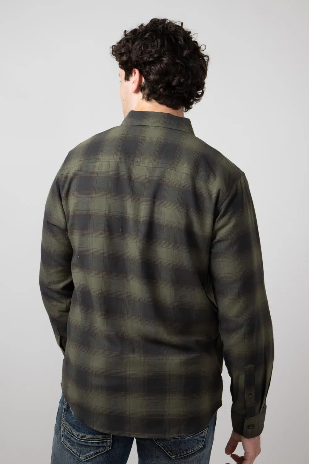 North River Brushed Cotton Shirt for Men in Olive | NRM6395-OLIVE