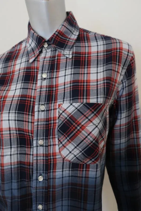 NSF Axel Plaid Button Down Shirt Blue/Red Dip Dye Size Petite Long Sleeve Top