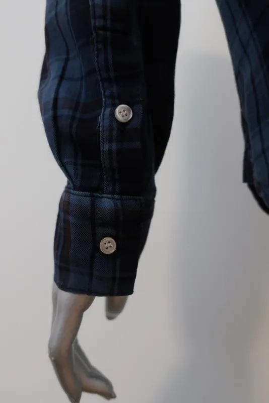 NSF Axel Plaid Button Down Shirt Blue/Red Dip Dye Size Petite Long Sleeve Top