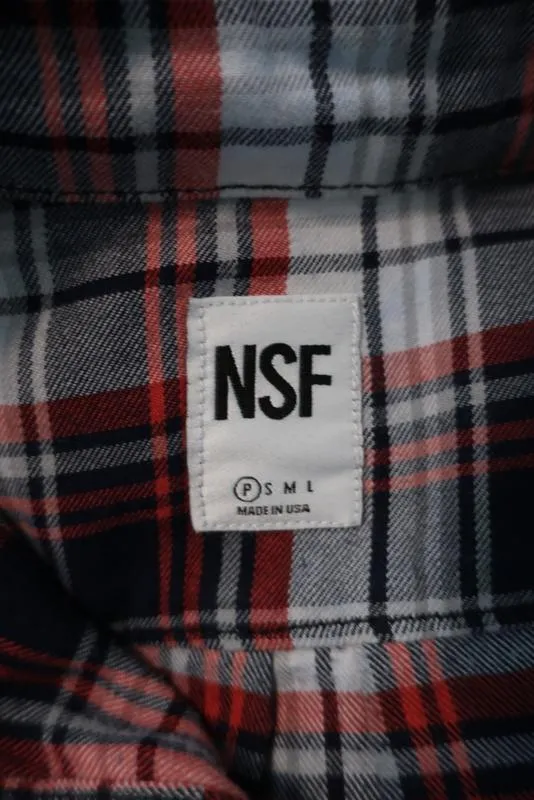 NSF Axel Plaid Button Down Shirt Blue/Red Dip Dye Size Petite Long Sleeve Top