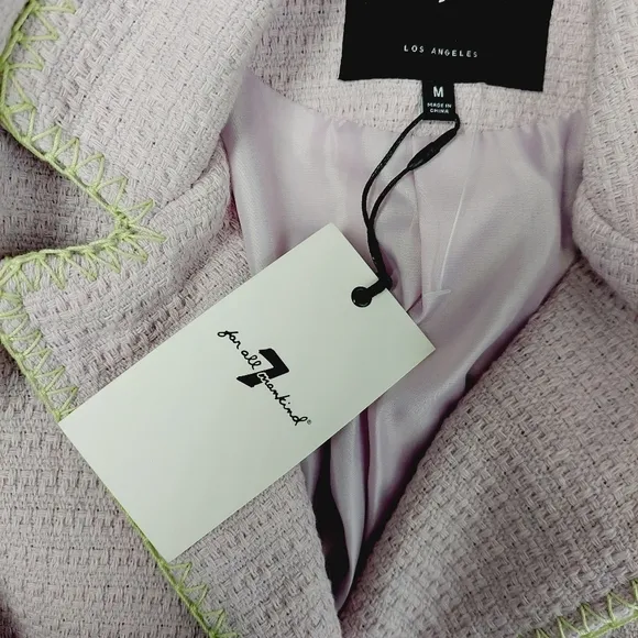 NWT 7 For All Mankind Lilac Purple Tweed 2 Button Blazer Z60