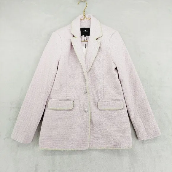 NWT 7 For All Mankind Lilac Purple Tweed 2 Button Blazer Z60