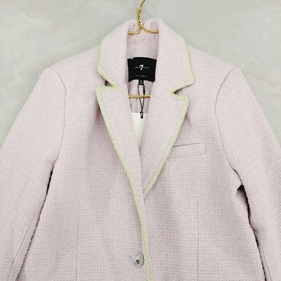 NWT 7 For All Mankind Lilac Purple Tweed 2 Button Blazer Z60