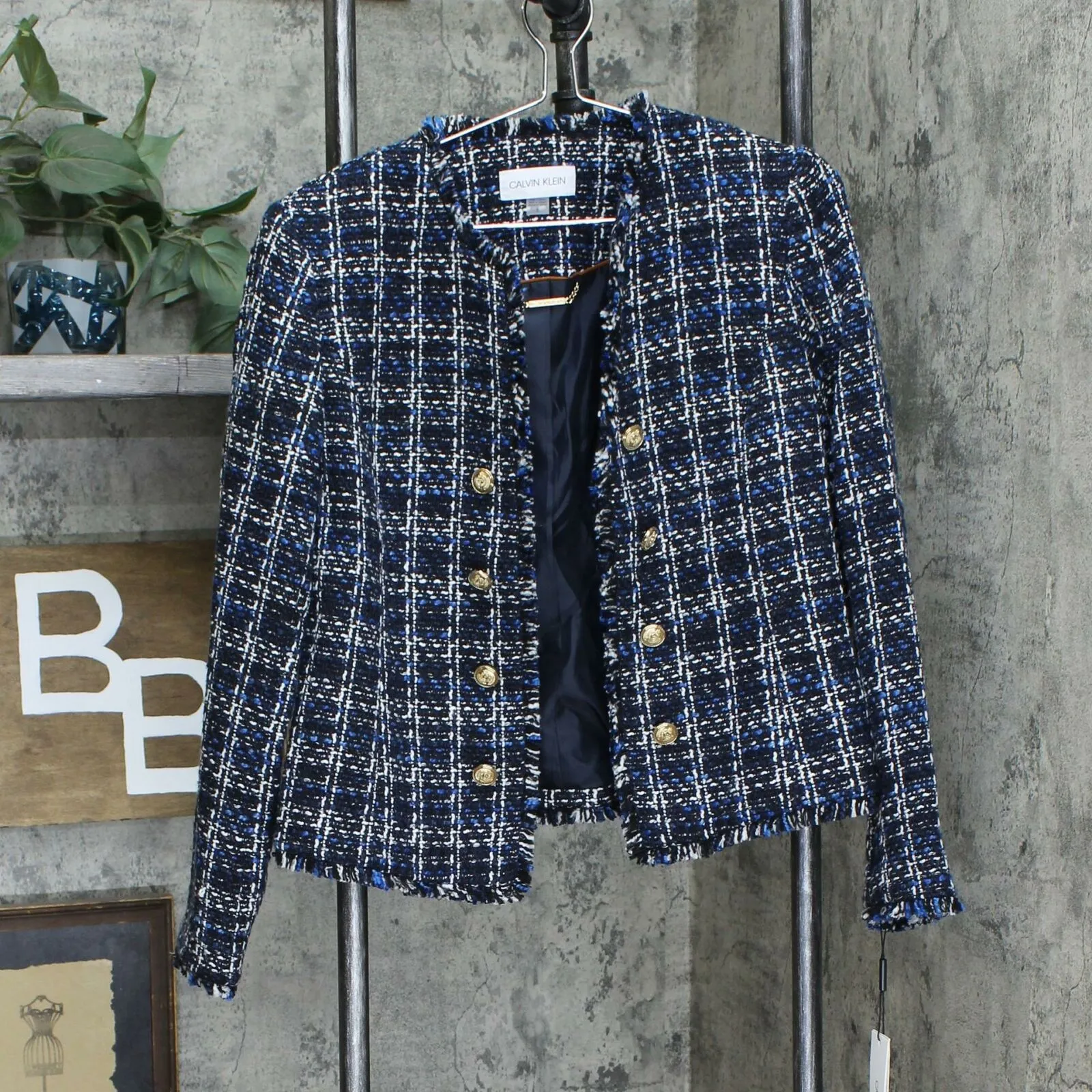 NWT Calvin Klein Women's Tweed Cropped Blazer Jacket. S08J4160 6
