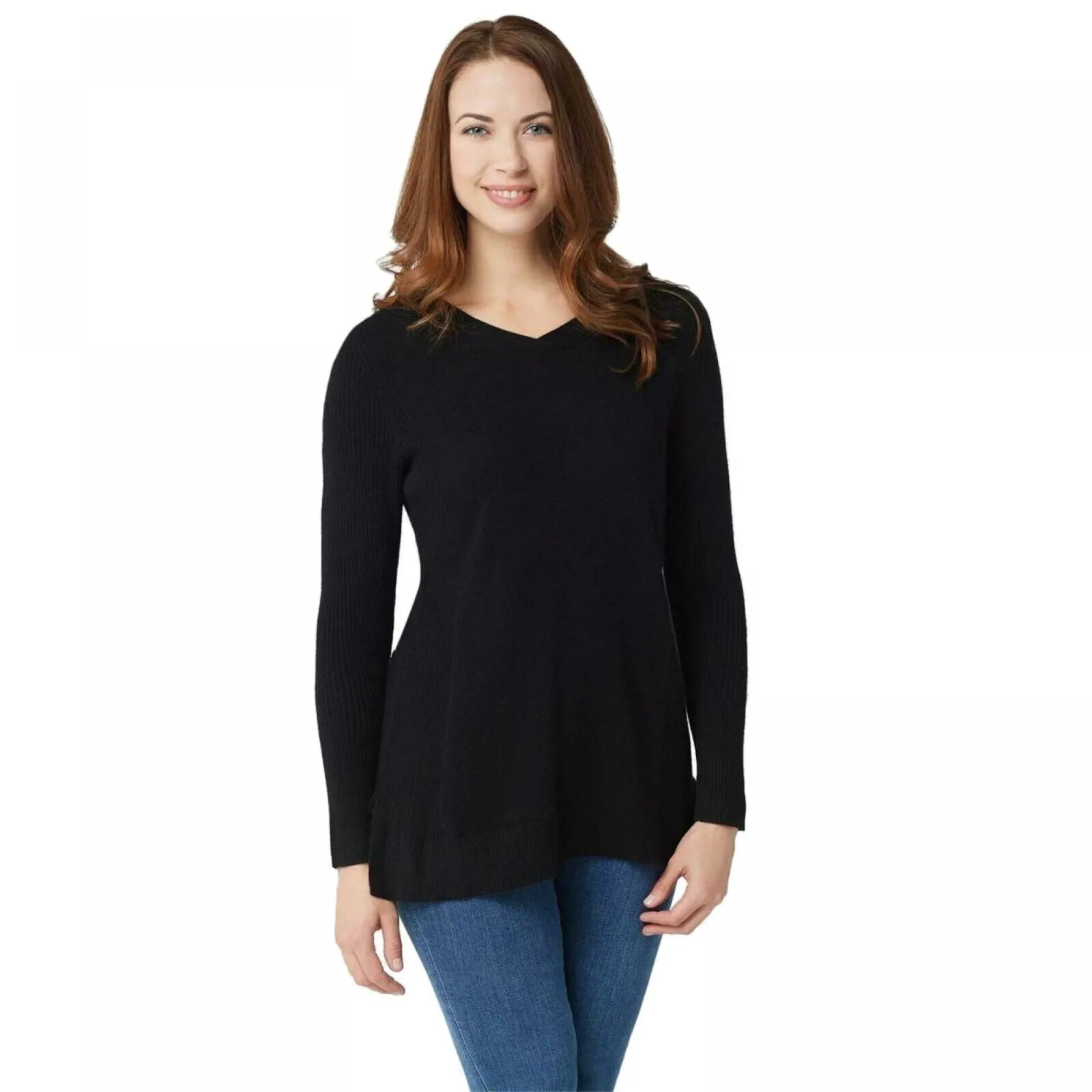 NWT Isaac Mizrahi Live! 2-Ply Cashmere V-neck Tunic Sweater. A296236 X-Small