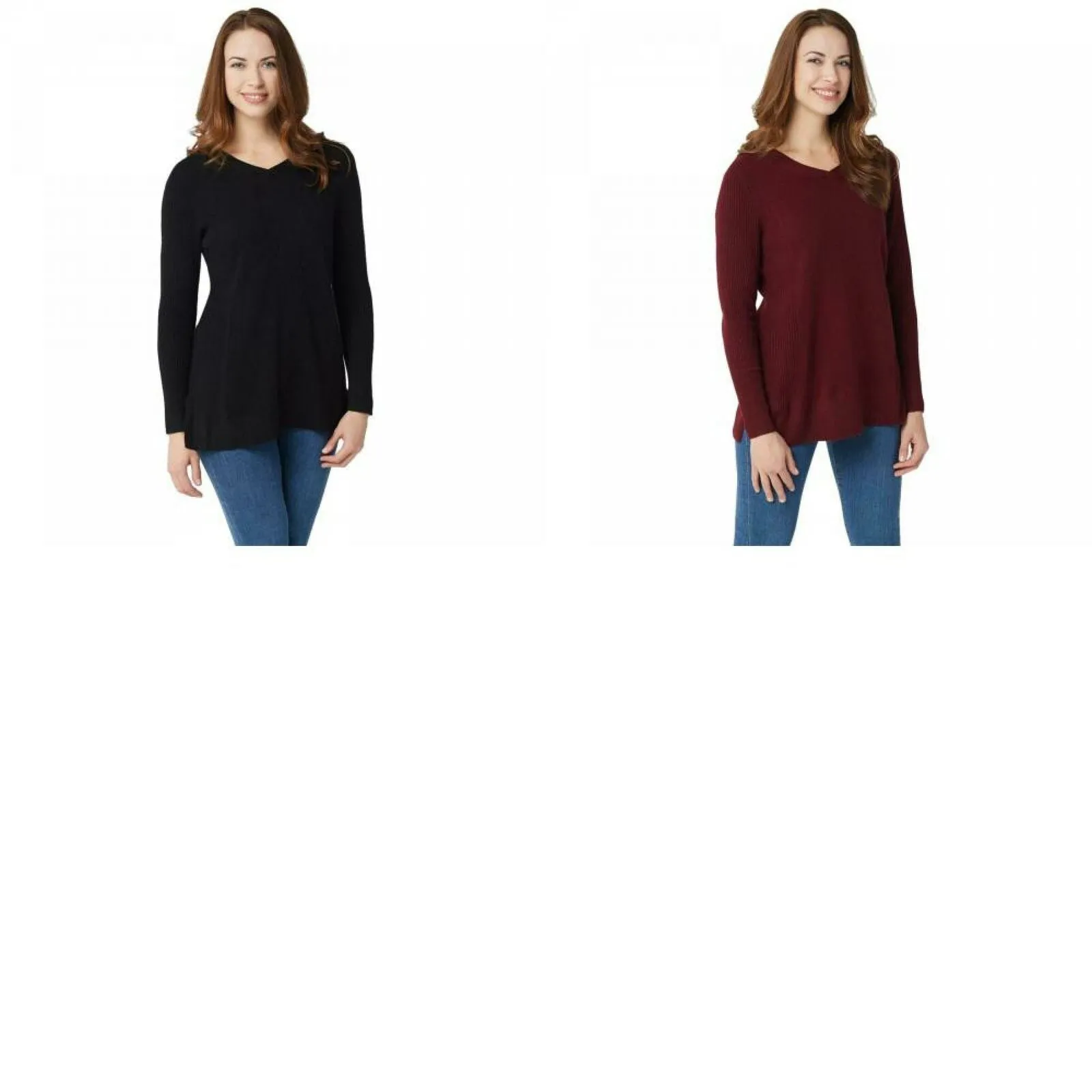 NWT Isaac Mizrahi Live! 2-Ply Cashmere V-neck Tunic Sweater. A296236 X-Small