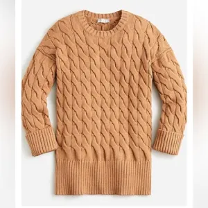 NWT J Crew Cotton cable-knit side-slit crewneck sweater size XS-S