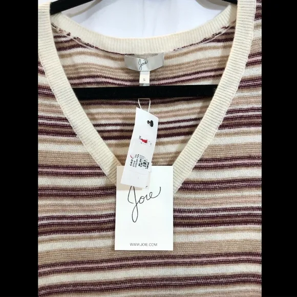NWT‎ Joie V-Neck Striped Wool Blend Sweater Small