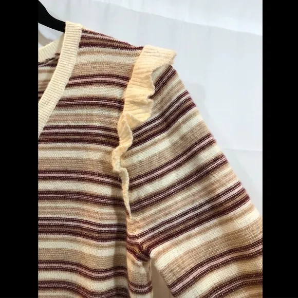 NWT‎ Joie V-Neck Striped Wool Blend Sweater Small