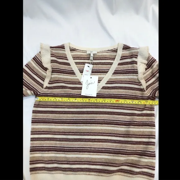 NWT‎ Joie V-Neck Striped Wool Blend Sweater Small