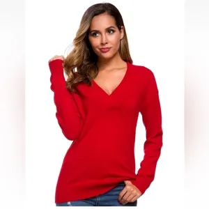 NWT Oshlen Wool Cashmere Red Sweater, Size Medium
