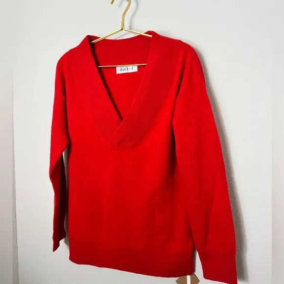 NWT Oshlen Wool Cashmere Red Sweater, Size Medium