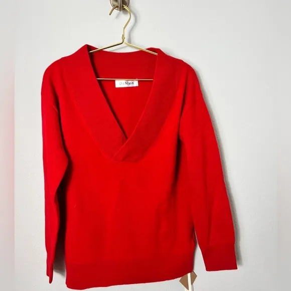 NWT Oshlen Wool Cashmere Red Sweater, Size Medium