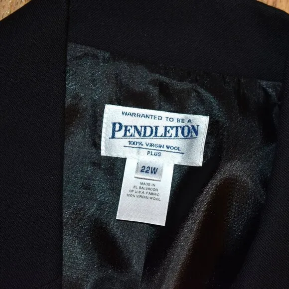 NWT Pendleton Black Wool Blazer Sz 22W
