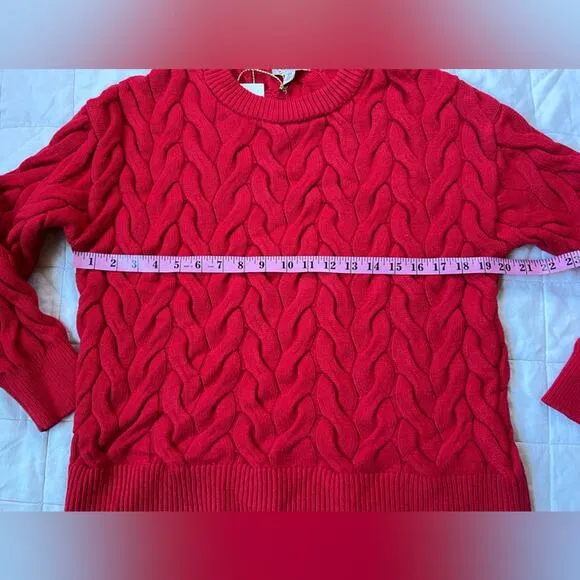 NWT Philosophy Cherry Red Viscose Blend Cable Knit Sweater Old Money - Medium