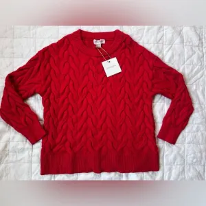 NWT Philosophy Cherry Red Viscose Blend Cable Knit Sweater Old Money - Medium