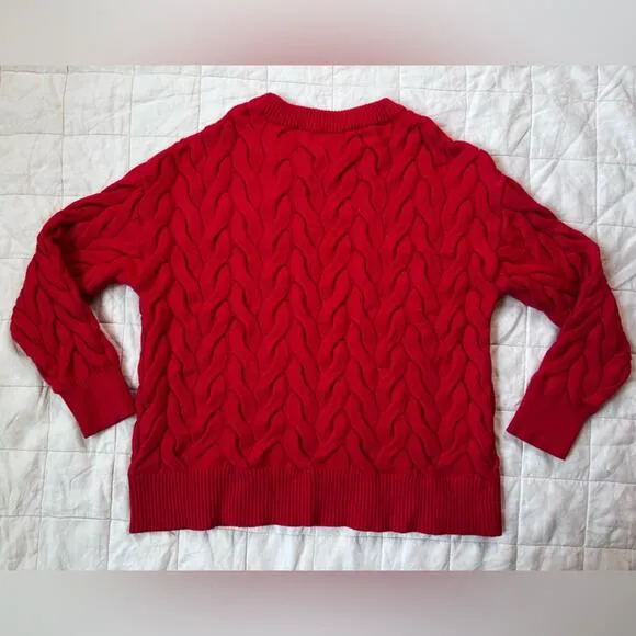 NWT Philosophy Cherry Red Viscose Blend Cable Knit Sweater Old Money - Medium