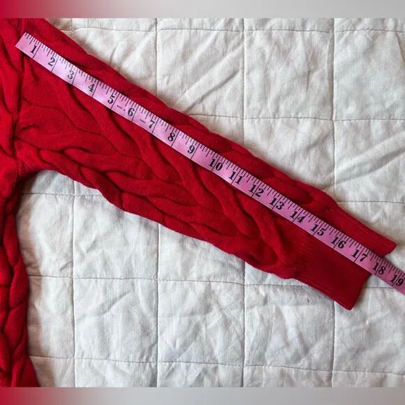 NWT Philosophy Cherry Red Viscose Blend Cable Knit Sweater Old Money - Medium