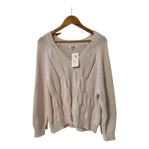 NWT Women's 525 Beige Cream Cable Knit V-Neck Sweater Size M