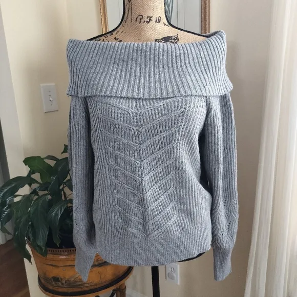 Off the Shoulder Cable Knit Sweater Women's White House Black Market